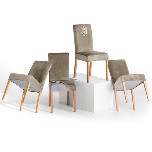 Szürkésbézs gumis szék huzat szett 4 db-os 48 cm Sento – Restilo