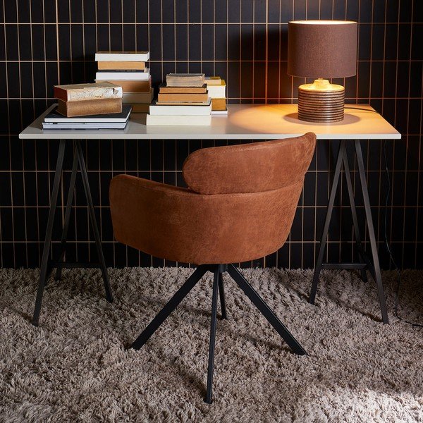 Konyakbarna kárpitozott karfás étkezőfotel Fenne – WOOOD-image-1