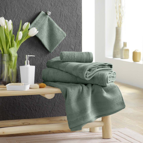 Zsályaszínű frottír pamut törölköző 30x50 cm Tendresse – douceur d'intérieur-image-2