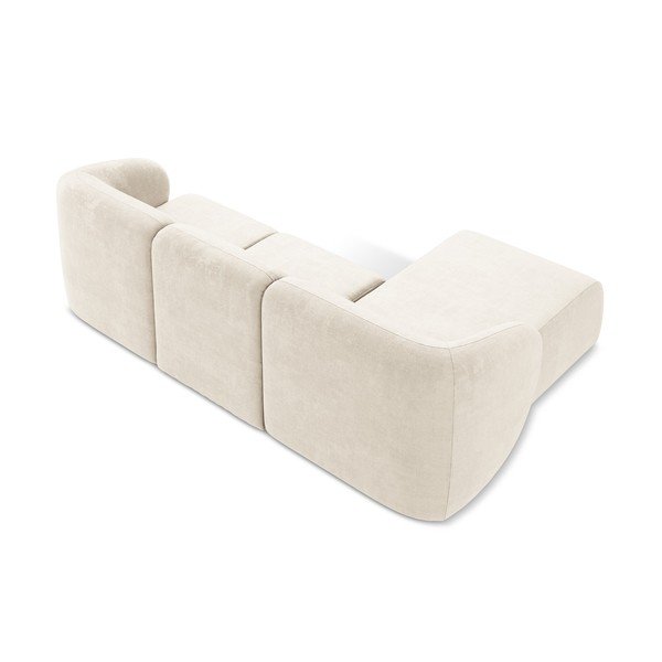 Bézs zsenília sarokkanapé (bal oldali-heverő résszel) Lani – Makamii-image-3