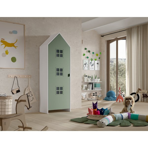 Fehér-zöld gyerek ruhásszekrény 58x172x37 cm Casami Bruges – Vipack-image-1