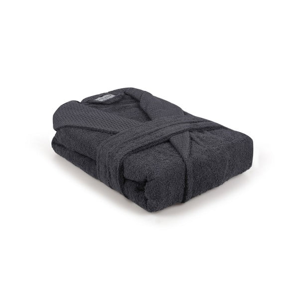 Antracitszürke pamut fürdőköpeny M Cappa – Foutastic-image-2