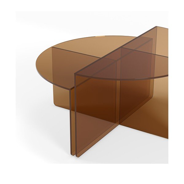 Barna üveg kerek dohányzóasztal szett 2 db-os ø 80 cm Velta – MOME-image-4