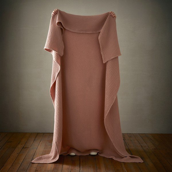 Törtrózsaszín pamut takaró 150x200 cm Jaipur Chunky Waffle – Pineapple Elephant-image-1