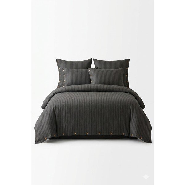 Sötétszürke kétszemélyes-hosszabbított renforcé pamut ágyneműhuzat 240x220 cm Como Striped – Mila Home Luxury