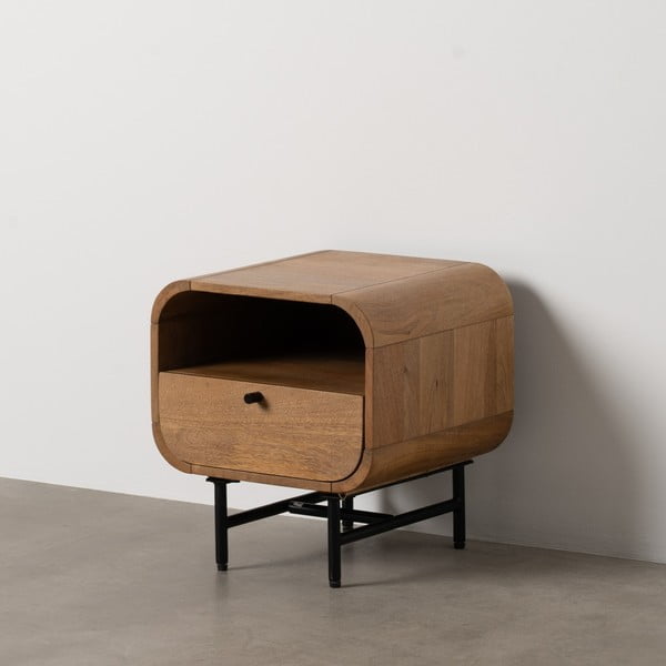 Natúr színű mangófa éjjeliszekrény Mahón – Ixia-image-1