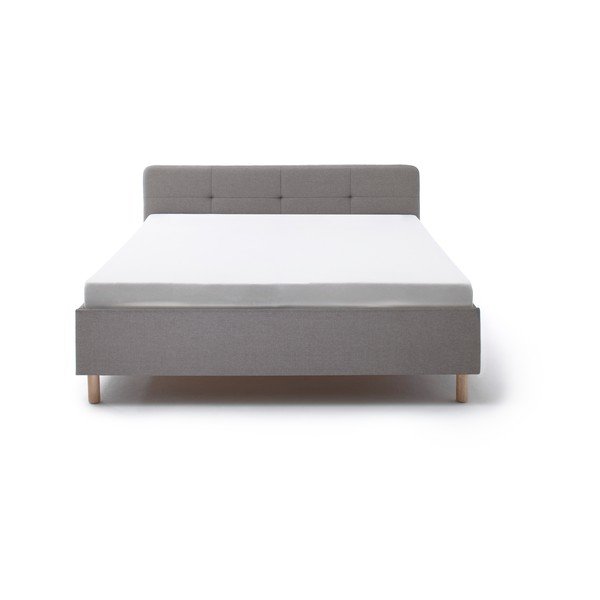 Világosszürke kárpitozott franciaágy ágyrács nélkül 180x200 cm Amelie – Meise Möbel-image-2