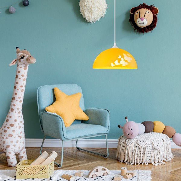 Okkersárga gyerek lámpa üveg búrával ø 30 cm Mariposa – LAMKUR-image-2