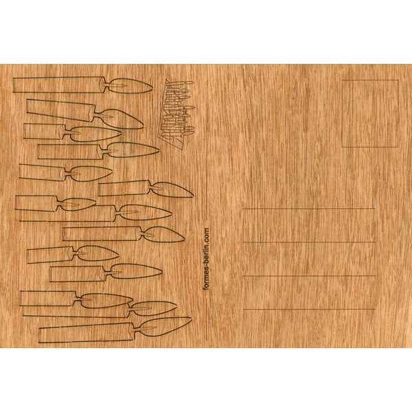 Fából készült gyertya motívumos képeslap, 14,8 x 10,5 cm - Formes Berlin-image-1