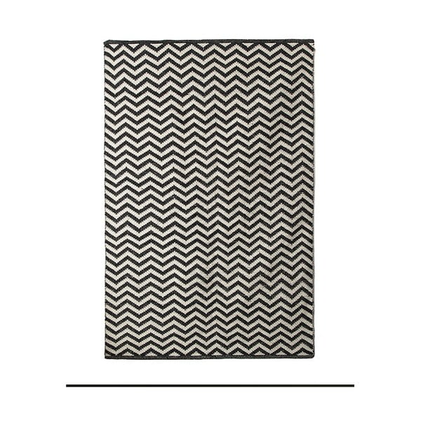 Zigzag fekete-fehér kézzel szőtt pamut szőnyeg, 140 x 200 cm - Pipsa