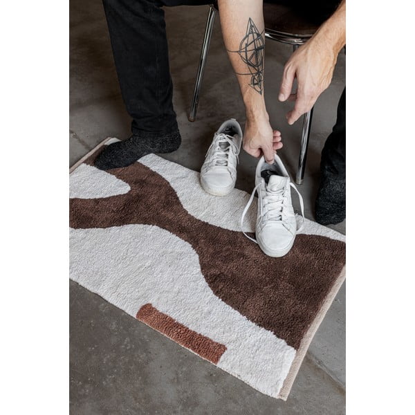 Fehér-barna mosható pamut szőnyeg 50x80 cm Figura – Mette Ditmer Denmark-image-1