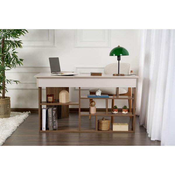 Íróasztal diófa dekorral 120x130 cm Vesper – Kalune Design-image-1
