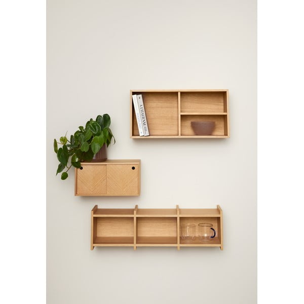 Natúr színű többszintes fali polc tölgyfa dekorral 80 cm Focal – Hübsch-image-2