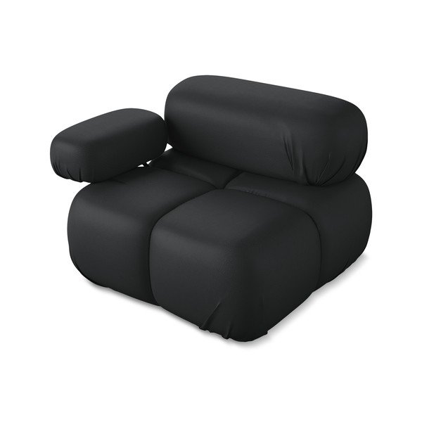 Fekete bőrutánzat kanapé modul (bal oldali) Lokua – Makamii-image-3