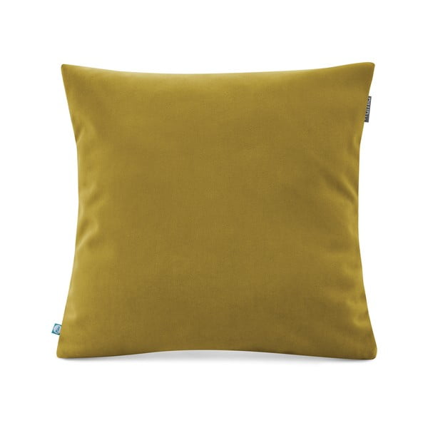 Velvet sárgás zöld párnahuzat bársonyos felülettel, 45 x 45 cm - Mumla