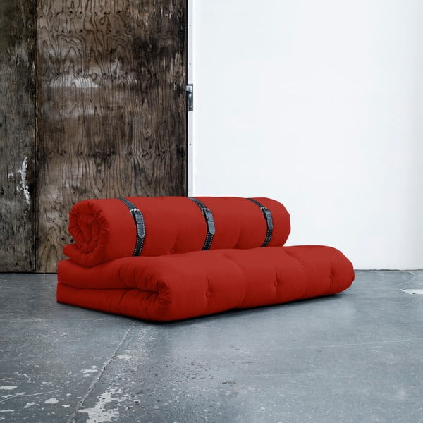 Buckle Up Red állítható kanapéágy, fehér varrásos bőrpántokkal - Karup