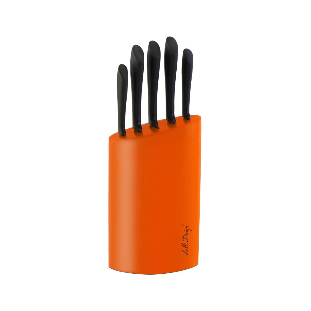 Narancssárga késtartó 5 késsel - Vialli Design