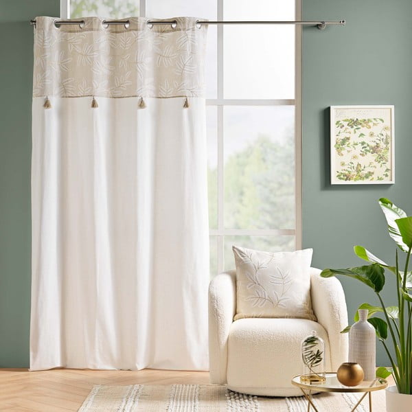 Fehér-bézs pamutkeverék függöny 140x240 cm Altea – douceur d'intérieur-image-1