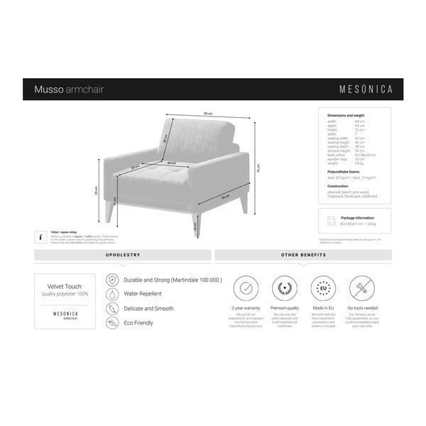 Musso kék bársonyfotel - MESONICA-image-4