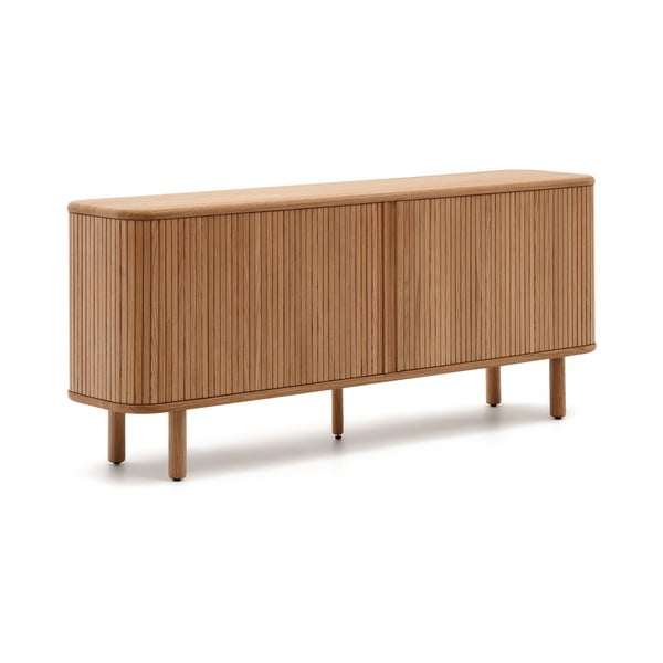 Natúr színű komód tolóajtóval kőrisfa dekorral 180x75,5x40 cm Mailen – Kave Home-image-4