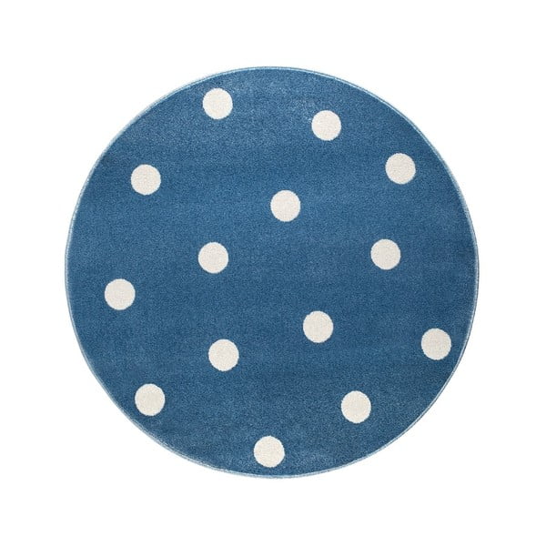 Stars kék, kerek pöttyös szőnyeg, ø 133 cm - KICOTI
