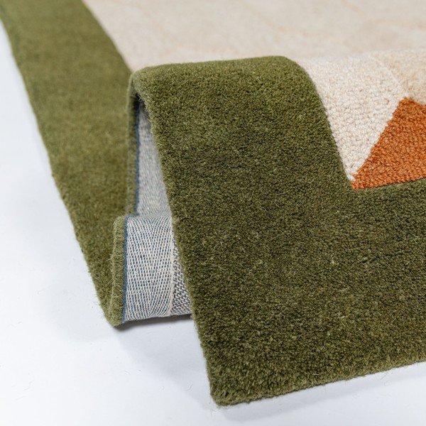 Zöld-natúr színű kézi szövésű gyapjú futószőnyeg 60x230 cm Apex Border Wool – Flair Rugs-image-3
