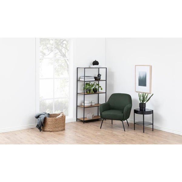 Fekete-natúr színű könyvespolc tölgyfa dekorral 77x150 cm Seaford – Actona-image-4