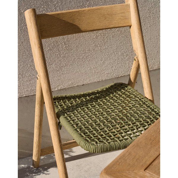 Zöld-natúr színű tömörfa kerti szék Dandara – Kave Home-image-2