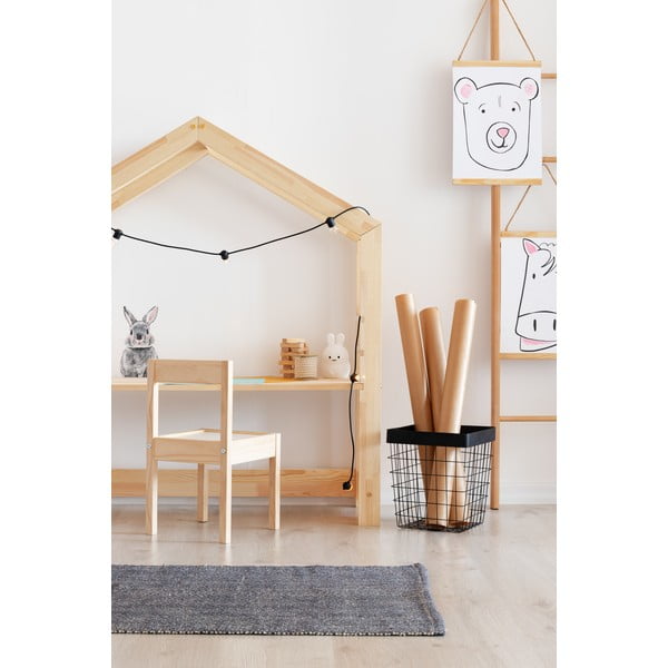 Bran ház alakú fenyőfa asztal gyerekeknek, 40 x 111 cm - Adeko-image-1