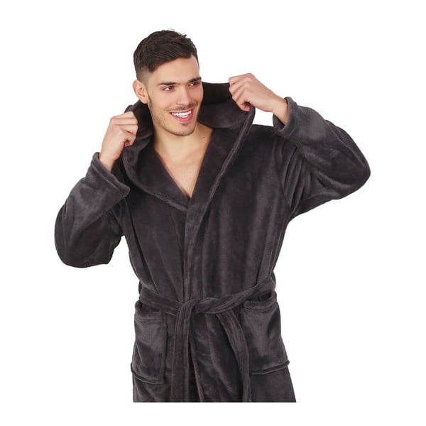 Robby sötétszürke mikroszálas unisex köntös, méret M - DecoKing-image-4