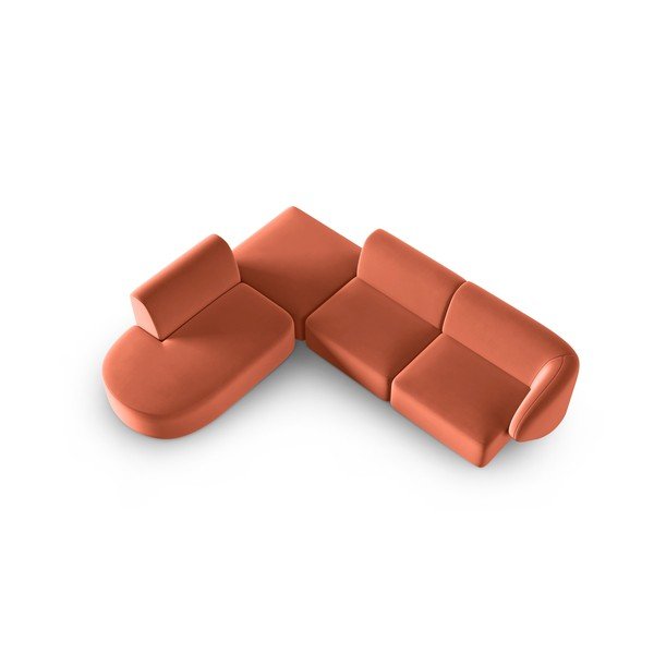 Rózsaszín bársony sarokkanapé (bal oldali-L alakú) Paolo – Milo Casa-image-1