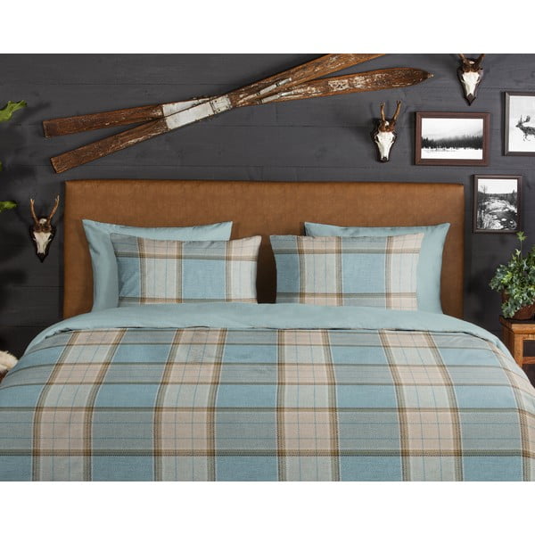 Kék kétszemélyes hosszabbított flanel ágyneműhuzat 200x220 cm Jacco – Good Morning-image-3