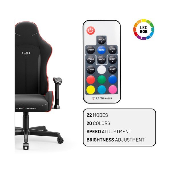 Fekete gamer szék X-Starter LED – Diablo Chairs-image-2