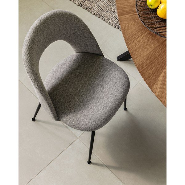 Szürke kárpitozott étkezőszék Mahalia – Kave Home-image-4