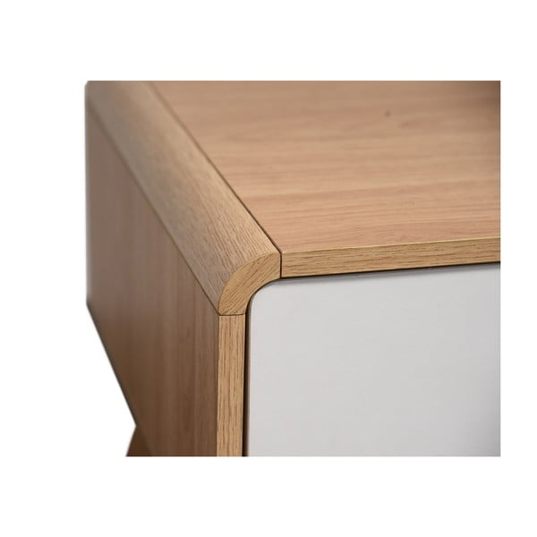 Fehér-natúr színű TV-állvány tölgyfa dekorral 100x40 cm Caitlin – Støraa-image-4