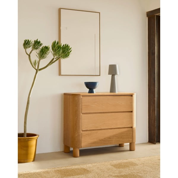 Natúr színű komód kőrisfa dekorral 120x80x40 cm Salaya – Kave Home-image-1