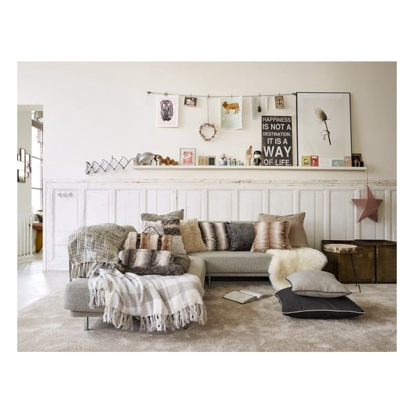 Wolf barna pléd bőrpánttal, 130 x 180 cm - Tiseco Home Studio-image-1