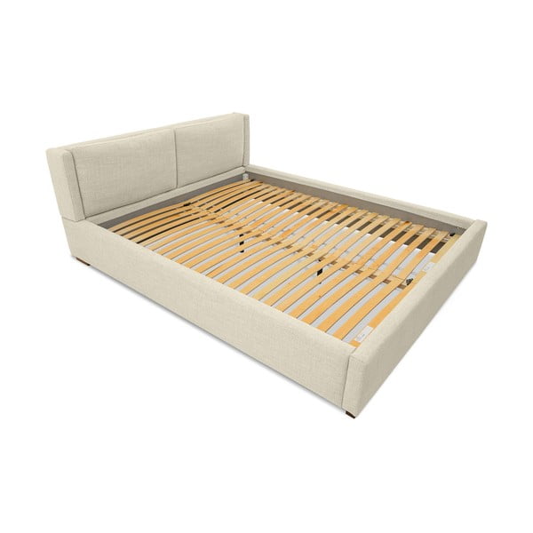 Bézs kárpitozott franciaágy ágyráccsal 160x200 cm Dreamer – Scandic-image-4