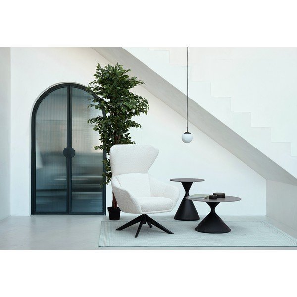 Fekete kerek dohányzóasztal márvány dekoros asztallappal ø 70 cm Joona – Bizzotto-image-1