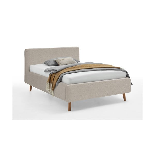 Bézs kárpitozott ágyneműtartós franciaágy ágyráccsal 140x200 cm Mattis – Meise Möbel-image-3