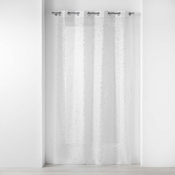 Fehér-ezüstszínű voile fényáteresztő függöny 140x240 cm Floressia – douceur d'intérieur