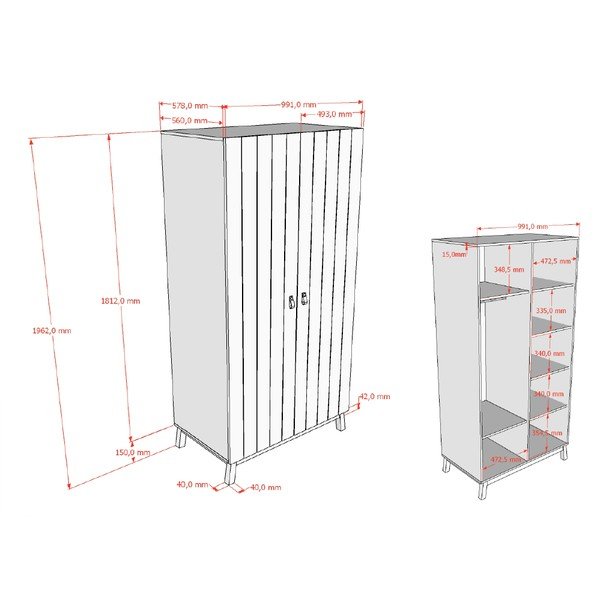 Bézs gyerek ruhásszekrény 99x196x58 cm Sezane – Vipack-image-3