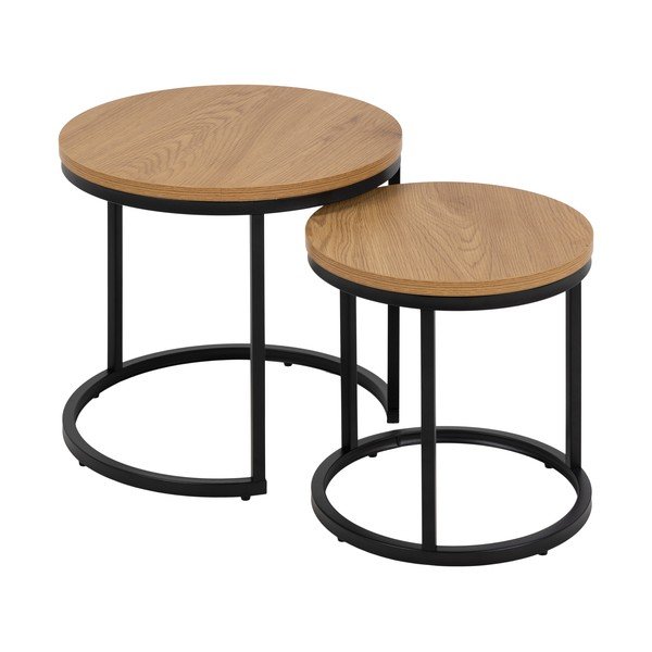 Kerek tárolóasztal szett tölgyfa dekoros asztallappal,  2 db-os ø 45 cm Spiro – Actona-image-2