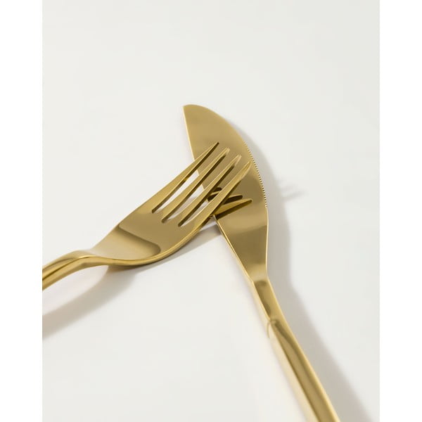Aranyszínű rozsdamentes acél evőeszköz készlet 16 db-os Lite – Kave Home-image-2