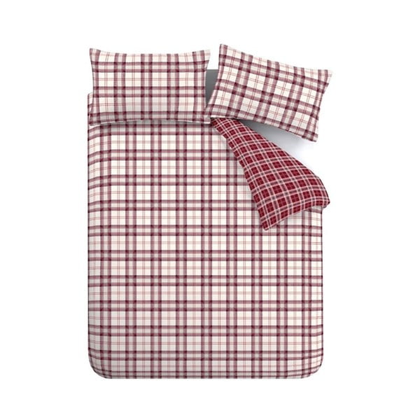 Borvörös egyszemélyes ágyneműhuzat 135x200 cm Kelso Check – Catherine Lansfield