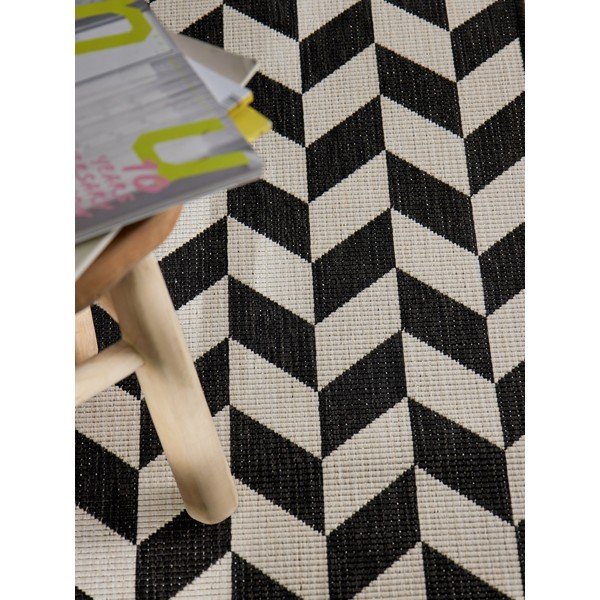 Fekete-krémszínű kültéri-beltéri futószőnyeg 80x200 cm Haringey Terrick – Ted Baker-image-1