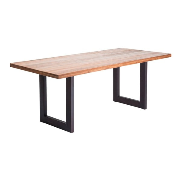 Factory étkezőasztal újrahasznosított teakfa asztallappal, hossz 200 cm - Kare Design