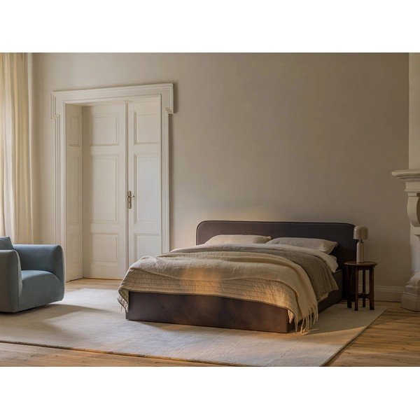 Fekete kárpitozott ágyneműtartós franciaágy ágyráccsal 180x200 cm Elizabeth – Micadoni -image-1