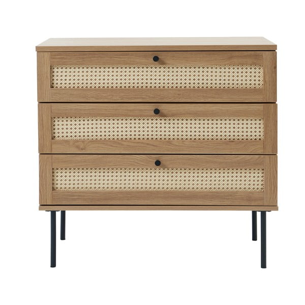 Natúr színű alacsony komód tölgyfa dekorral 80x75 cm Pensacola – Unique Furniture