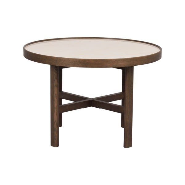 Sötétbarna kerek dohányzóasztal kerámia asztallappal 60x60 cm Marsden – Rowico